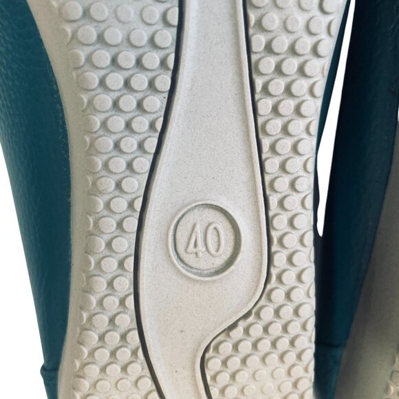 VenusCelia Teal Leather Comfort Flats Bow Slip On Loafers Size 8 Cushioned - Picture 10 of 11